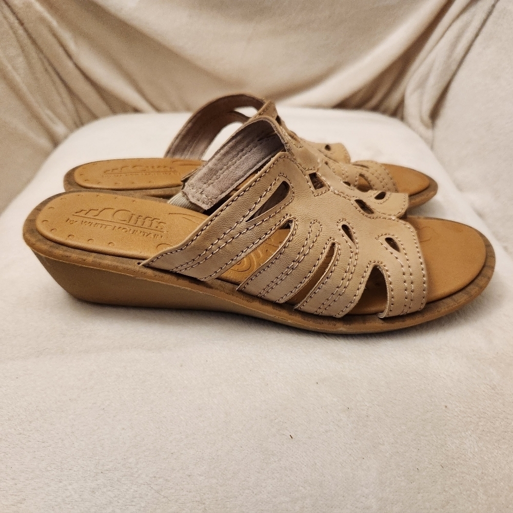 Cliffs by White Mountain Slide Sandals Women's 10M Cream - Picture 2 of 5